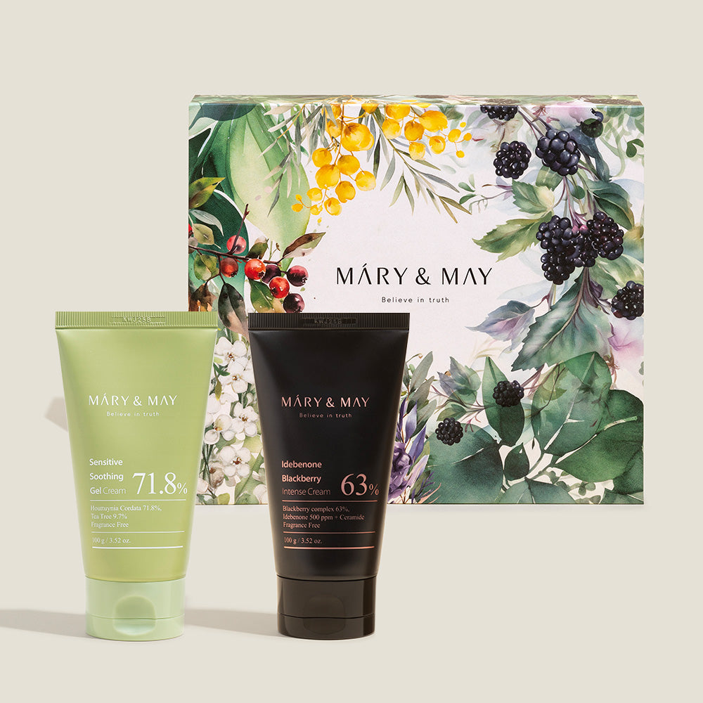 Mary&May Soothing Gel Cream+Idebenone Blackberry Cream Duo Set (100g x2)