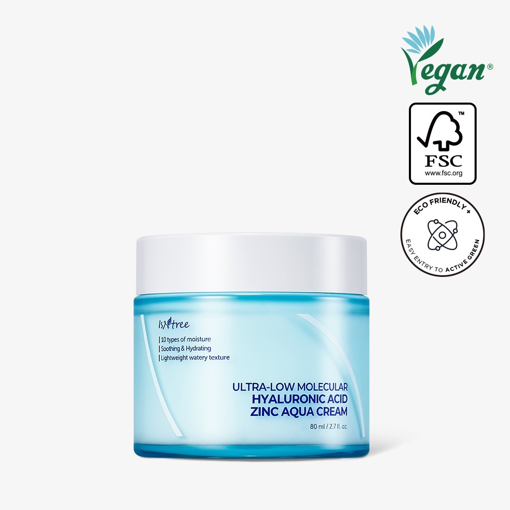 ISNTREE ULTRA-LOW MOLECULAR HYALURONIC ACID ZINC AQUA CREAM 80ml