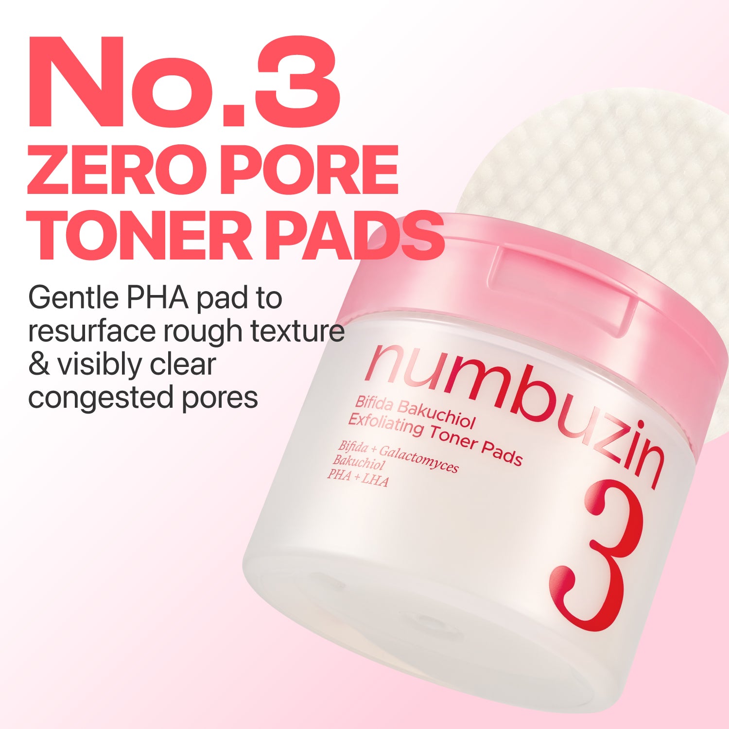 No.3 Bifida Bakuchiol Exfoliating Toner Pads (190 ml / 70 pads)