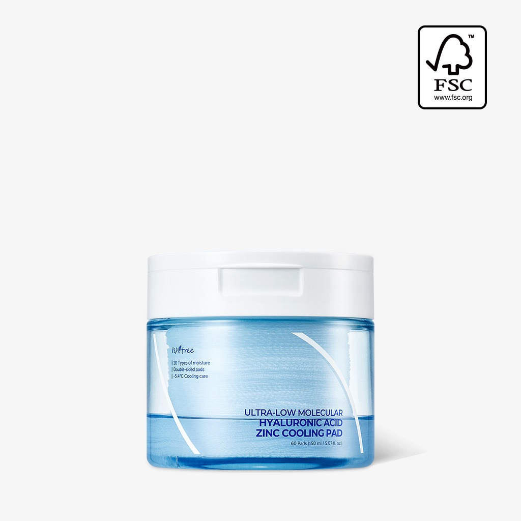 ISNTREE ULTRA-LOW MOLECULAR HYALURONIC ACID ZINC COOLING PAD 150ml(60ea)