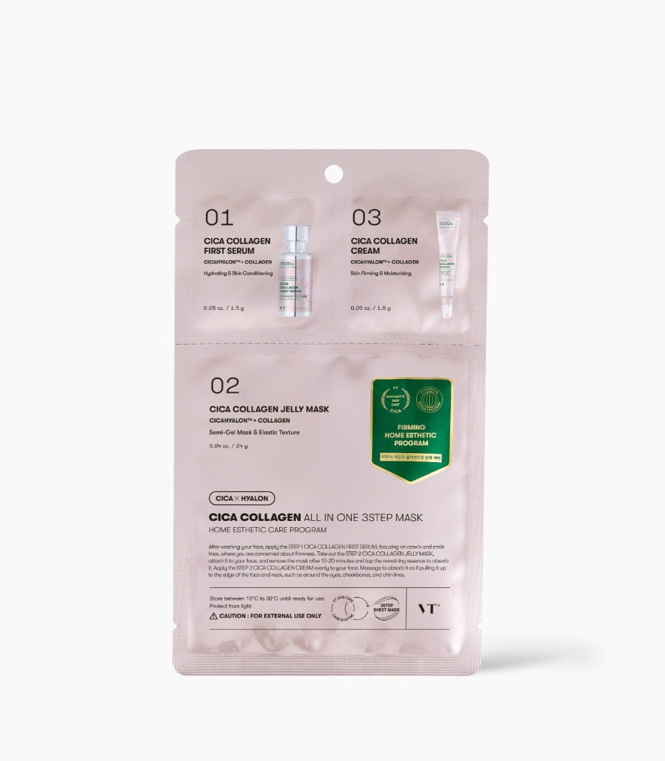 VT CICA COLLAGEN ALL IN ONE 3STEP MASK (STEP1,3 - 1.5g / STEP2 - 24g)