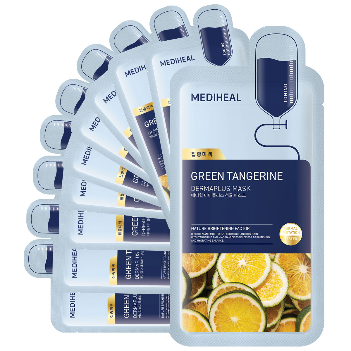 MEDIHEAL Derma Plus Green Tangerine Mask 10ea