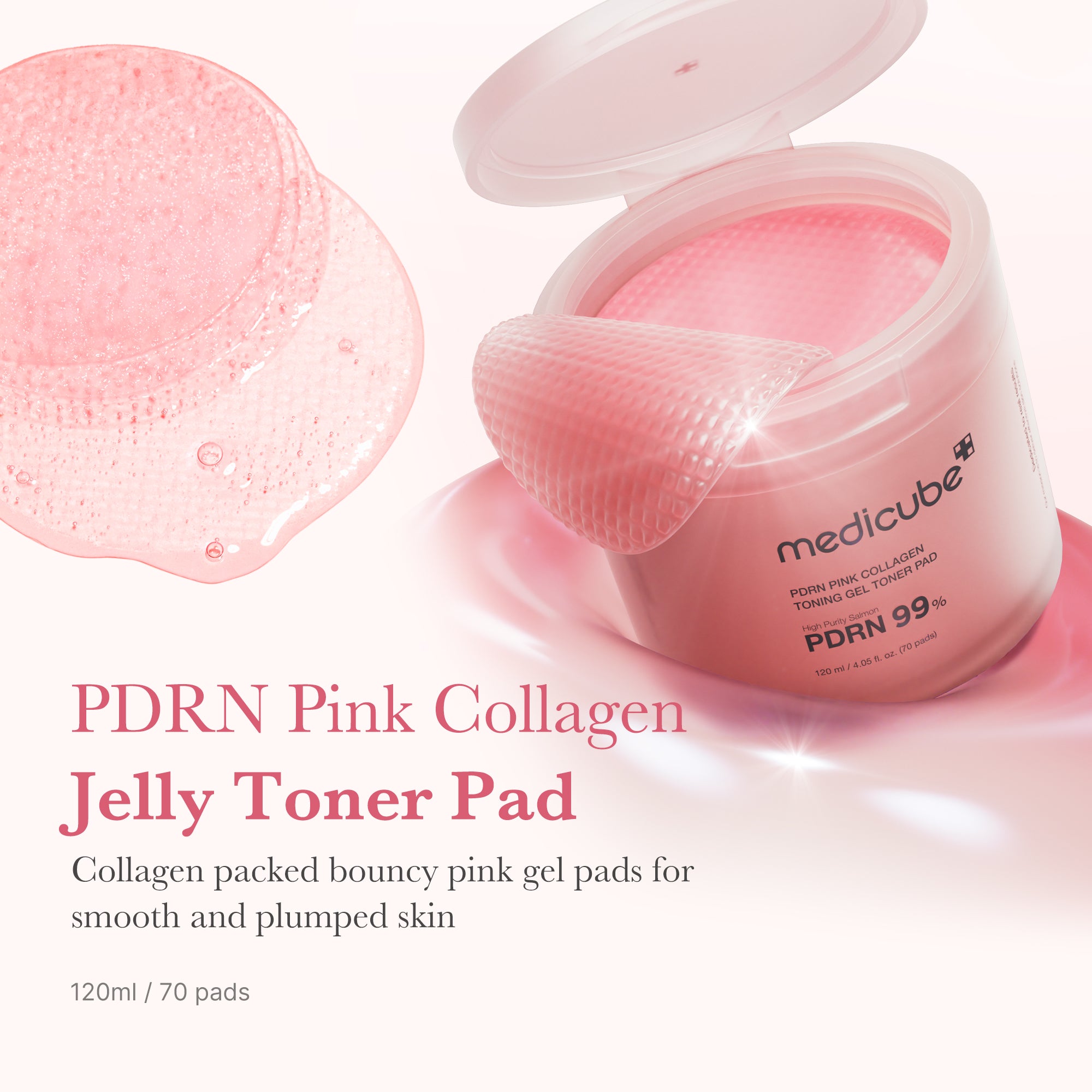 PDRN PINK COLLAGEN TONING GEL TONER PAD (120ml70 pcs)