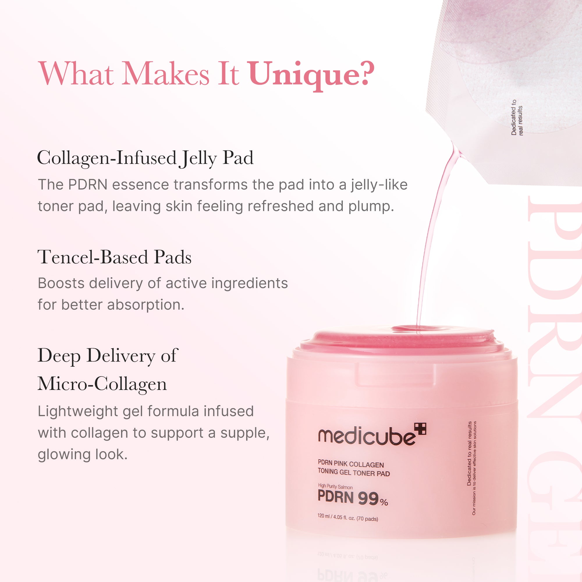PDRN PINK COLLAGEN TONING GEL TONER PAD (120ml70 pcs)