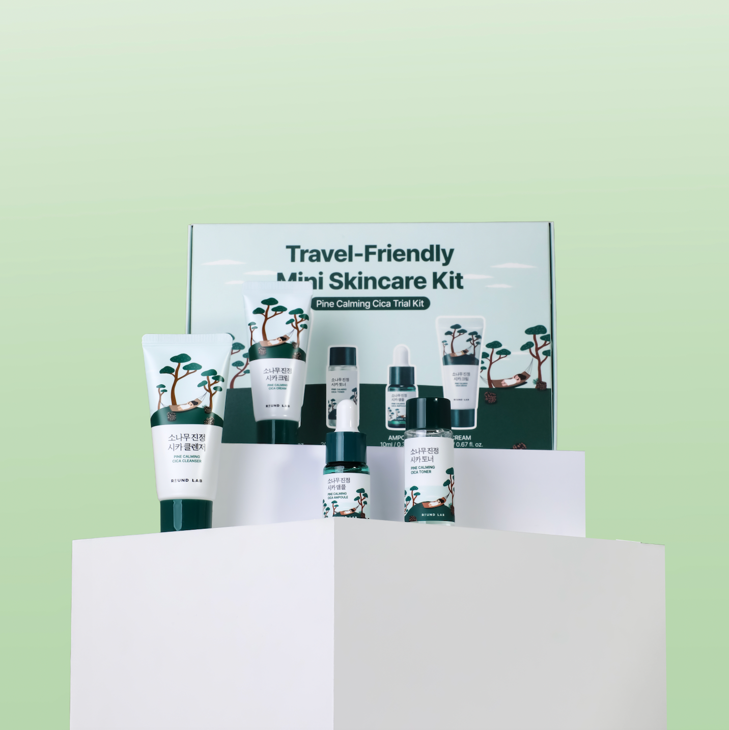 PINE CALMING CICA TRIAL KIT (Cleanser 30ml + Toner 20ml + Ampoule 10ml + Cream 20ml)